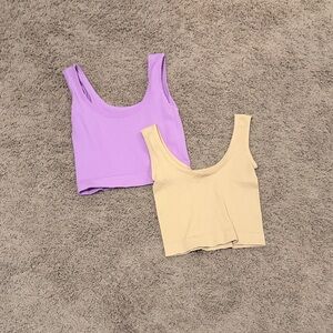 Stylish Purple and Cream Women's Crop Tops